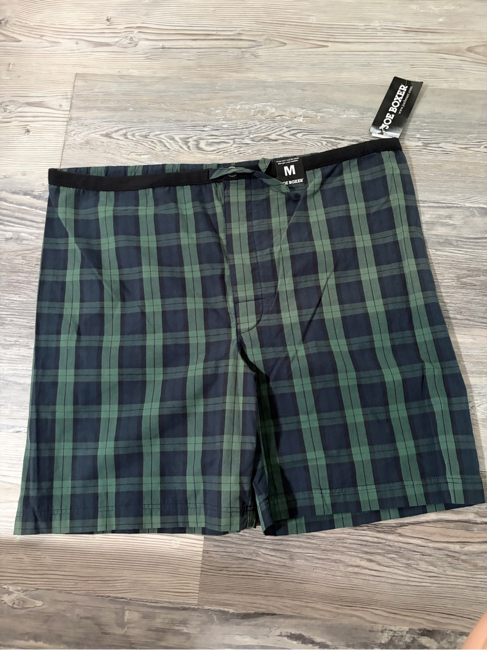 Joe Boxer Green and Navy Plaid Men’s Flat Front Boxer Shorts